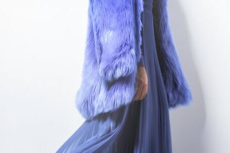 Fashion - Woman Wearing Blue Fur Coat And Dress