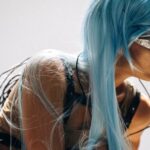 Latest Fashion - Woman with Wearing a Blue Wig