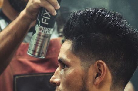 Styling - Barber Using Hair Spray